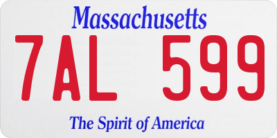 MA license plate 7AL599