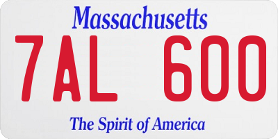 MA license plate 7AL600