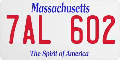 MA license plate 7AL602
