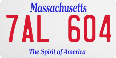 MA license plate 7AL604