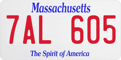 MA license plate 7AL605
