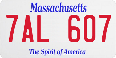 MA license plate 7AL607