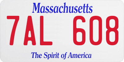 MA license plate 7AL608