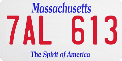 MA license plate 7AL613