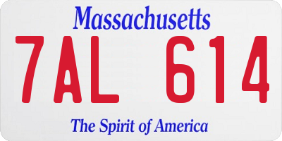 MA license plate 7AL614