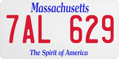 MA license plate 7AL629