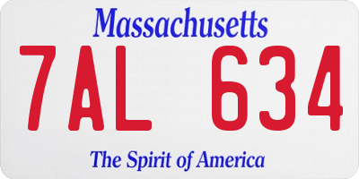 MA license plate 7AL634