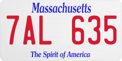 MA license plate 7AL635