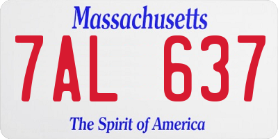 MA license plate 7AL637