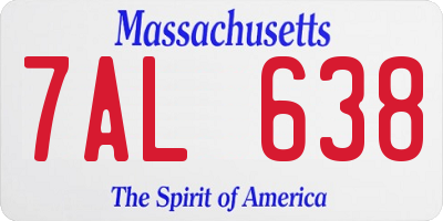 MA license plate 7AL638