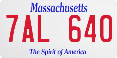 MA license plate 7AL640