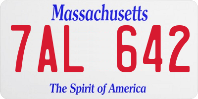 MA license plate 7AL642