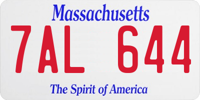 MA license plate 7AL644