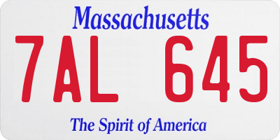 MA license plate 7AL645