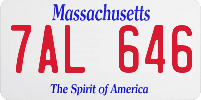 MA license plate 7AL646