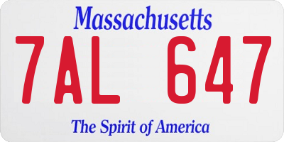 MA license plate 7AL647