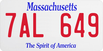 MA license plate 7AL649