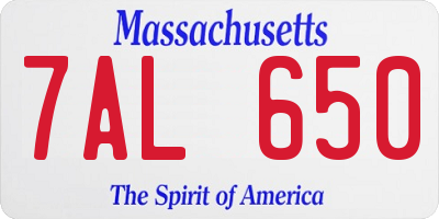 MA license plate 7AL650