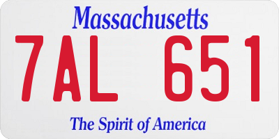 MA license plate 7AL651