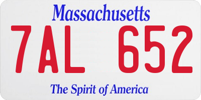 MA license plate 7AL652