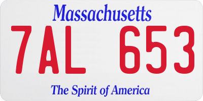 MA license plate 7AL653