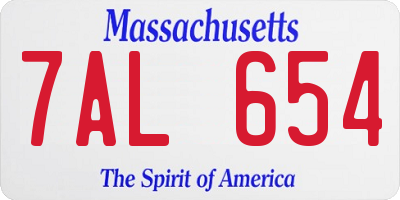 MA license plate 7AL654