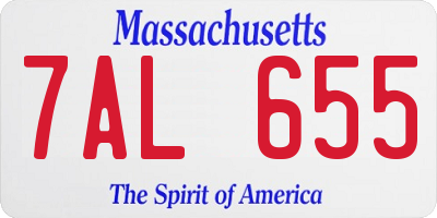 MA license plate 7AL655