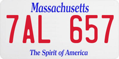 MA license plate 7AL657