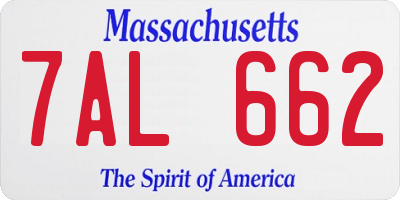 MA license plate 7AL662