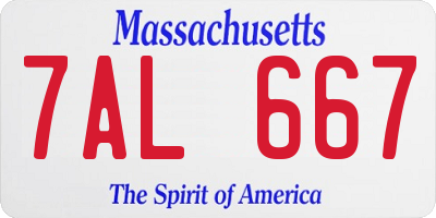 MA license plate 7AL667
