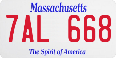 MA license plate 7AL668