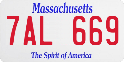 MA license plate 7AL669