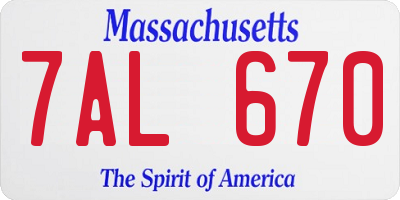 MA license plate 7AL670