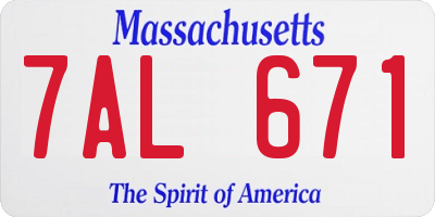 MA license plate 7AL671