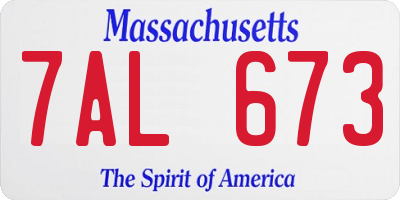 MA license plate 7AL673