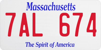 MA license plate 7AL674