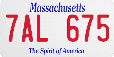 MA license plate 7AL675