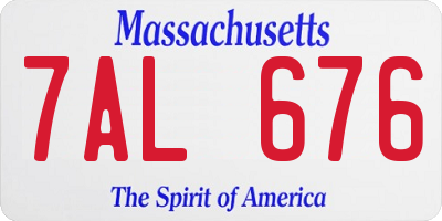 MA license plate 7AL676