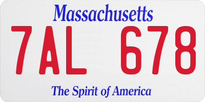 MA license plate 7AL678