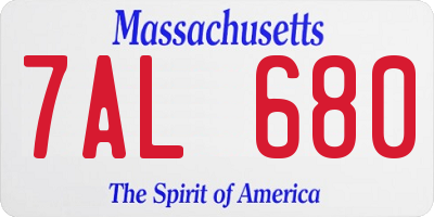 MA license plate 7AL680