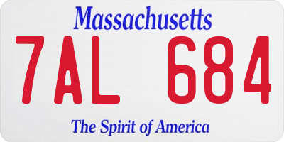 MA license plate 7AL684