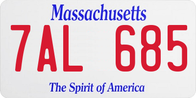 MA license plate 7AL685