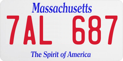 MA license plate 7AL687