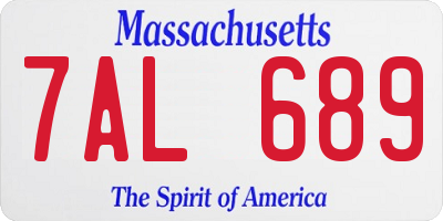 MA license plate 7AL689