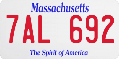 MA license plate 7AL692