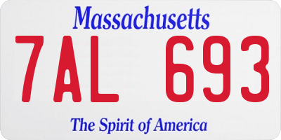 MA license plate 7AL693