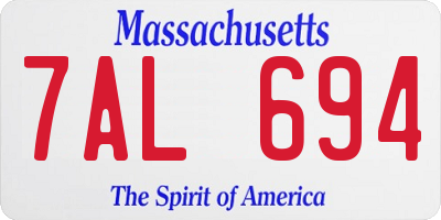 MA license plate 7AL694