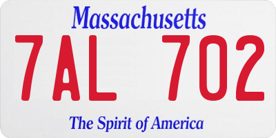 MA license plate 7AL702