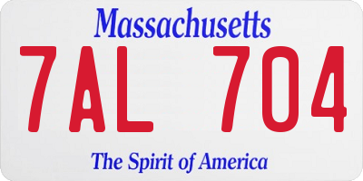MA license plate 7AL704