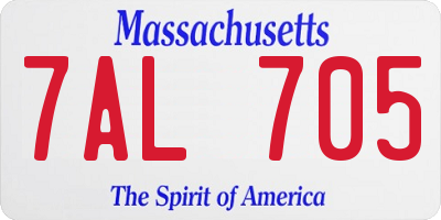 MA license plate 7AL705